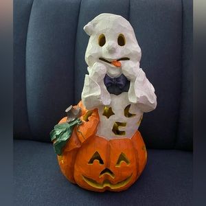 Large Halloween luminary ghost and pumpkin